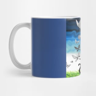 Black Cat and Butterflies Mug